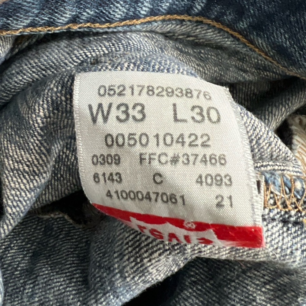 Levis 501 Original Straight Leg Jeans Mens 33x30 Blue Denim Button Fly 005010422 - Picture 4 of 16